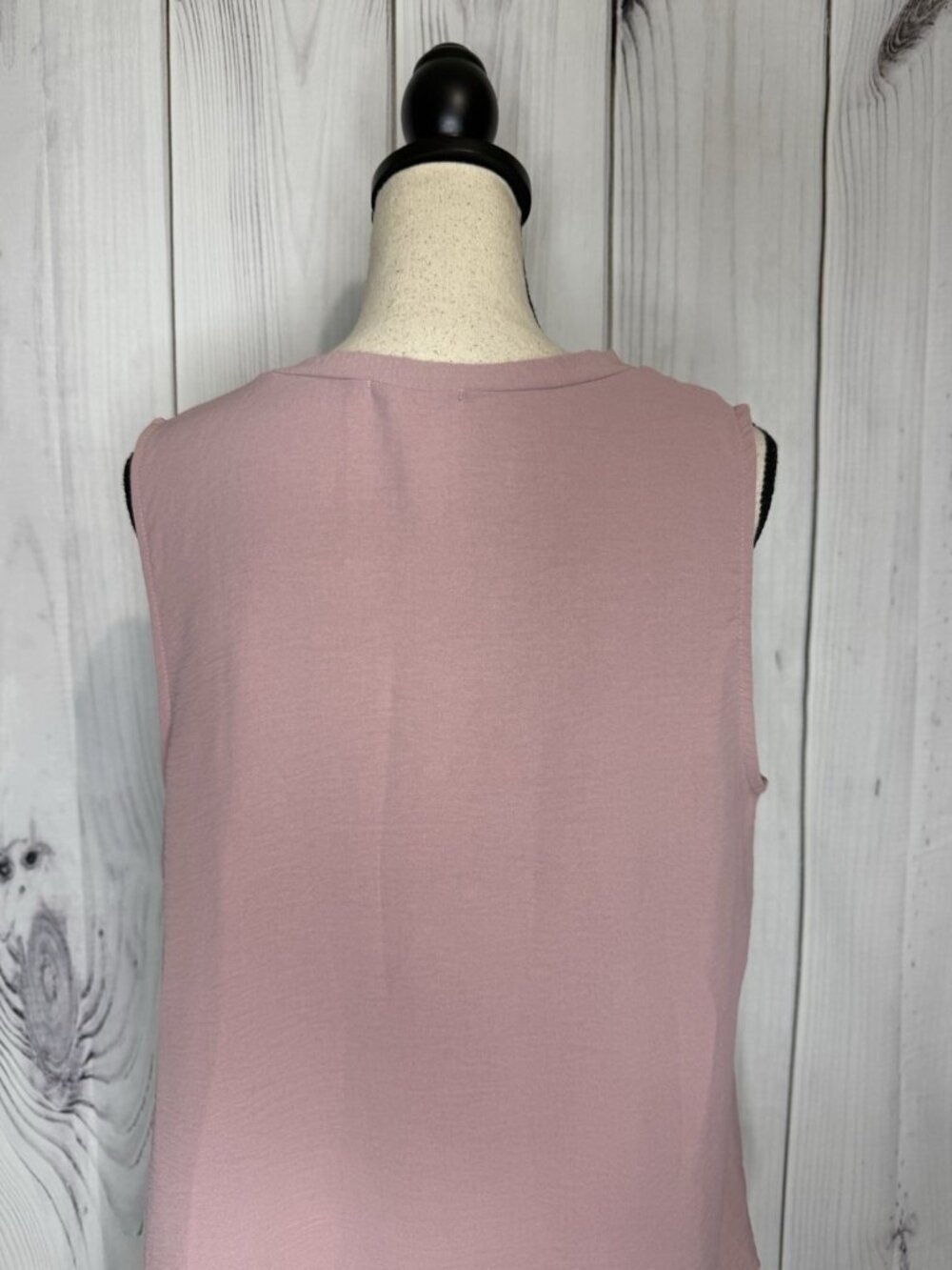 Cotton Bleu Pale Mauve Scoop Neck Tank Top Sleeveless Sz L Pocket - Picture 8 of 13